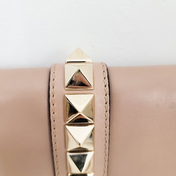 Valentino Vitello Large Glam Lock Rockstud Flap Bag Poudre - Picture 6 of 15